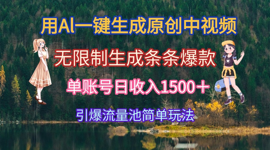 用Al一键生成原创中视频，无限制生成条条爆款，单账号日收入1500＋引爆... - 副业联盟-副业联盟