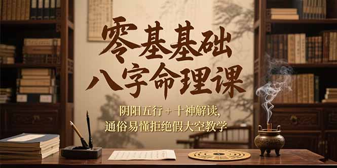 零基础八字命理课，阴阳五行+十神解读，通俗易懂拒绝假大空教学 - 副业联盟-副业联盟