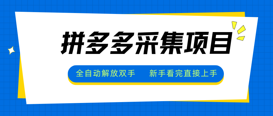 拼多多采集项目，全自动解放双手，单号日入30+ - 副业联盟-副业联盟