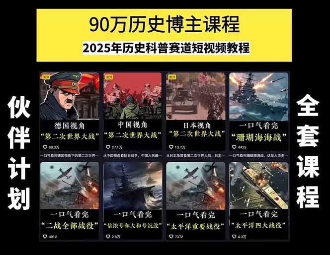 图片[1]|历史短视频赛道变现课，百集素材库应用，文案剪辑技巧，账号运营全案 - 副业联盟|副业联盟