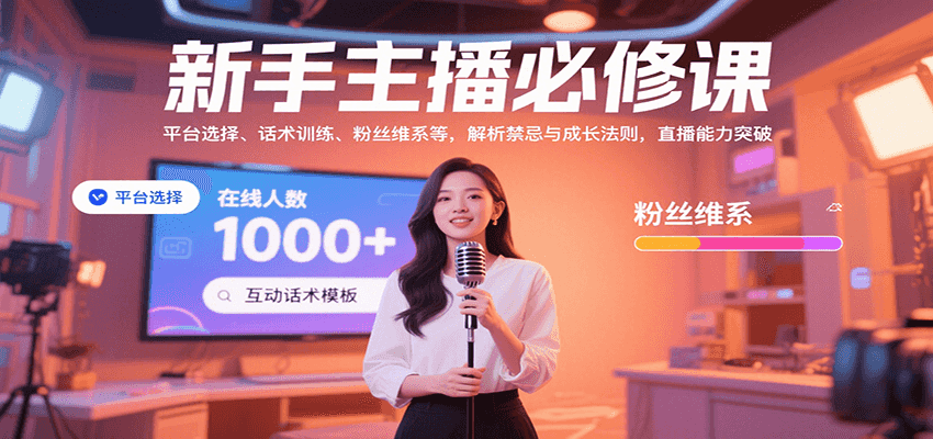 新手主播必修课：平台选择、话术训练、粉丝维系等，解析禁忌与成长法则，突破直播能力 - 副业联盟-副业联盟