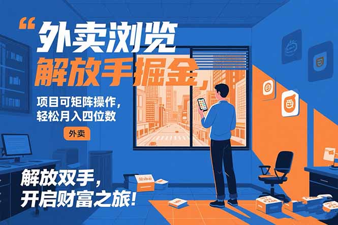外卖浏览掘金项目 可矩阵操作 轻松日入500+ - 副业联盟-副业联盟