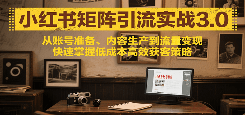 小红书矩阵引流3.0，从账号准备、内容生产到流量变现，快速掌握低成本高效获客策略 - 副业联盟-副业联盟