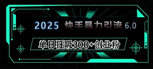 2025年快手6.0保姆级教程震撼来袭，单日狂吸300+精准创业粉 - 副业联盟-副业联盟