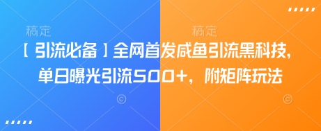 【引流必备】全网首发咸鱼引流黑科技，单日曝光引流500+，附矩阵玩法【揭秘】 - 副业联盟-副业联盟