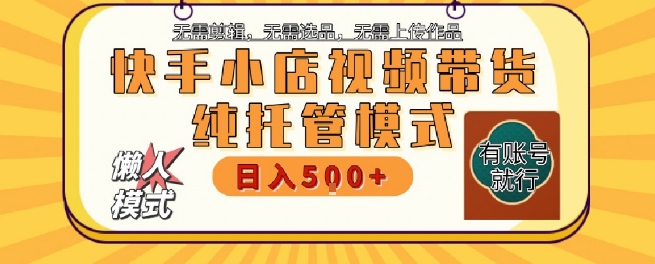 快手小店托管代运营，无需剪辑，无需选品，无需上传作品，全程无需操作，轻松月入5k+【揭秘】 - 副业联盟-副业联盟
