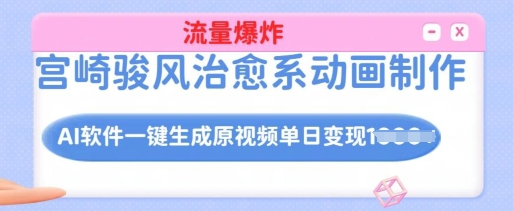 宫崎骏风治愈系动画制作，AI软件一键生成原创视频流量爆炸，单日变现多张，详细实操流程 - 副业联盟-副业联盟