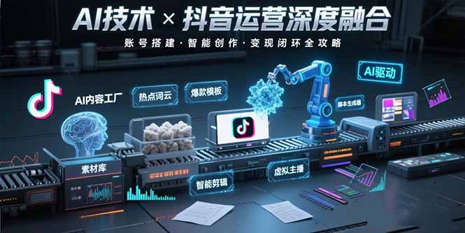 AI技术与抖音运营的深度融合应用：涵盖账号搭建、内容创作、收益变现等 - 副业联盟-副业联盟