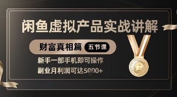 精品！闲鱼虚拟产品实战讲解，新手一部手机即可操作，副业月利润可达5k+ - 副业联盟-副业联盟
