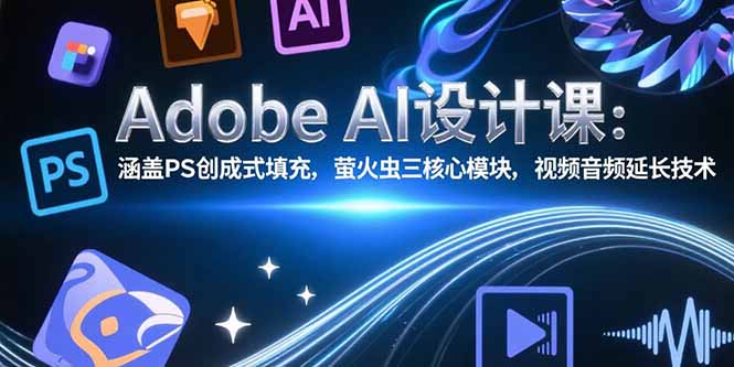 Adobe AI设计课：涵盖PS创成式填充，萤火虫三核心模块，视频音频延长技术 - 副业联盟-副业联盟