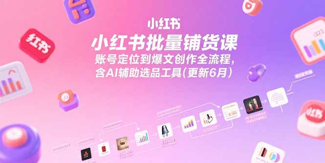小红书批量铺货课，账号定位到爆文创作全流程，含AI辅助选品工具(更新6月 - 副业联盟-副业联盟