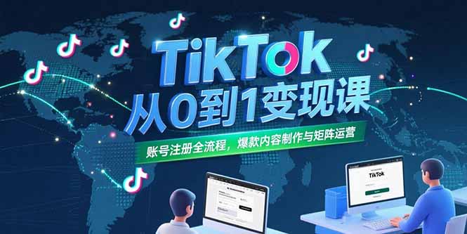 TikTok从0到1变现课，账号注册全流程，爆款内容制作与矩阵运营 - 副业联盟-副业联盟
