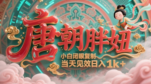用AI克隆“唐朝胖妞”日更3条，平台疯狂推流，小白闭眼复制，当天见效，日入1k+ - 副业联盟-副业联盟