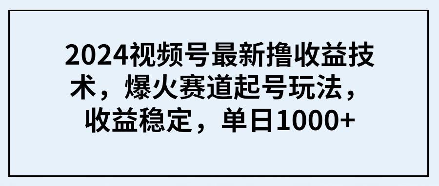 (9651期) 2024视频号最新撸收益技术，爆火赛道起号玩法，收益稳定，单日1000+ - 副业联盟-副业联盟