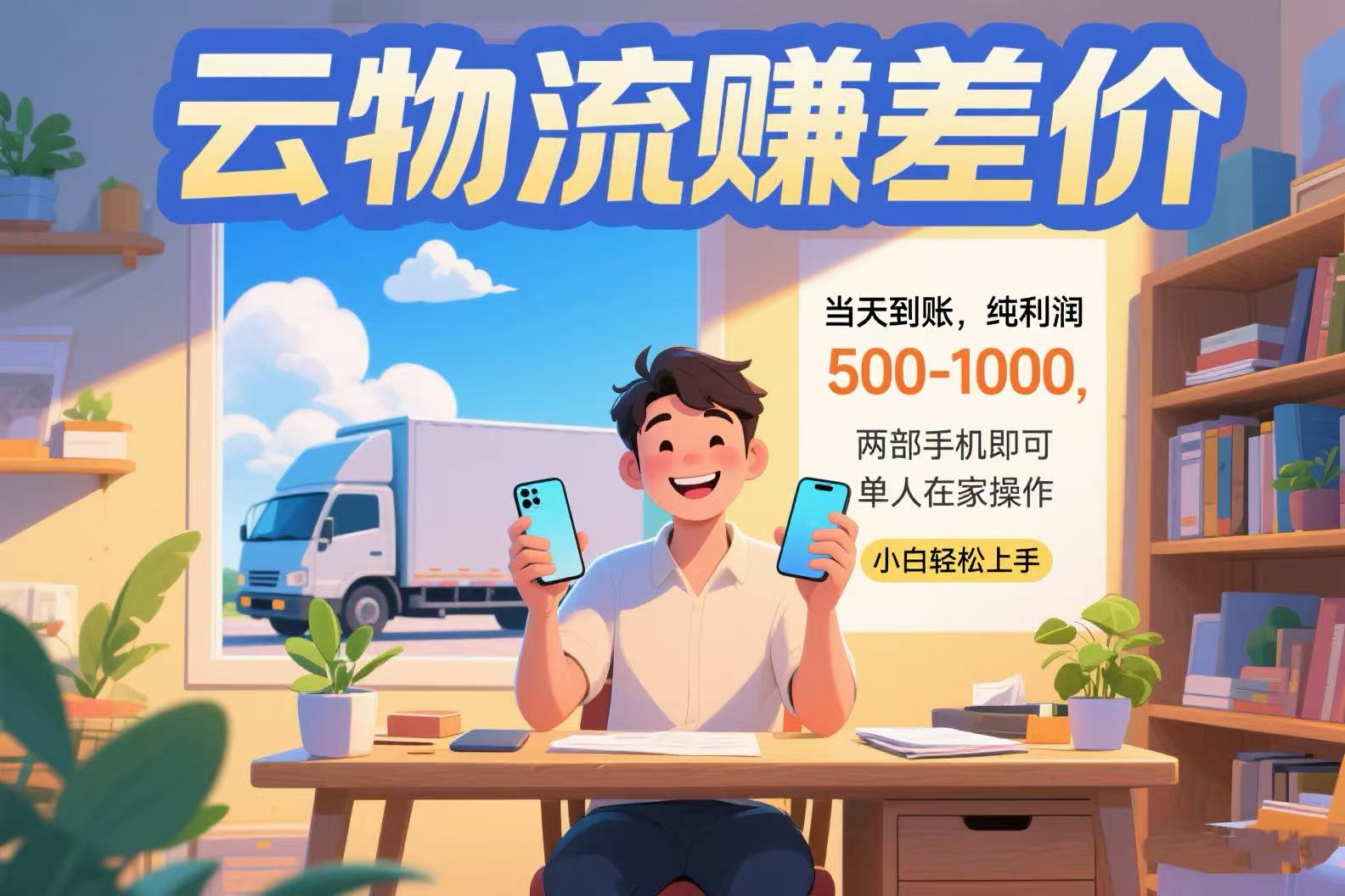 云物流赚差价 当天到账纯利润500-1000 两部手机即可 可单人在家操作 小... - 副业联盟-副业联盟