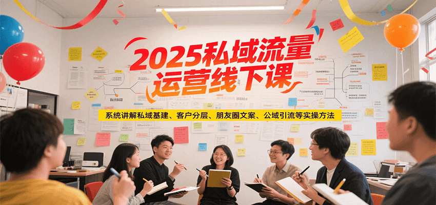 2025私域流量运营线下课，系统讲解私域基建/客户分层/朋友圈文案/公域引流等实操方法 - 副业联盟-副业联盟