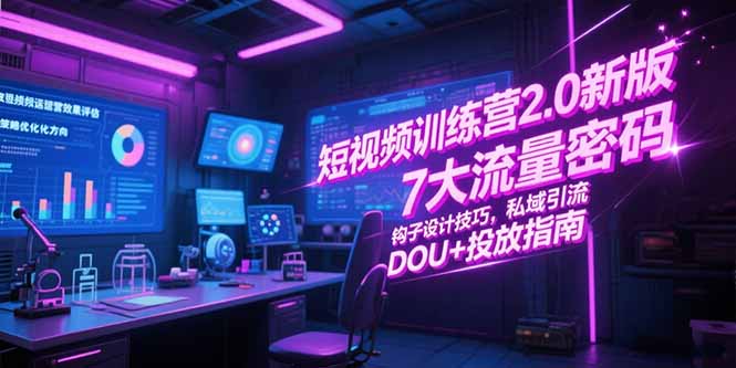 短视频训练营2.0新版，7大流量密码/钩子设计技巧/私域引流/DOU+投放指南 - 副业联盟-副业联盟