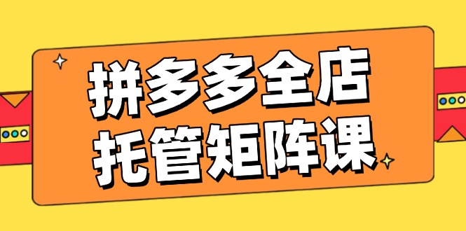 拼多多全店托管矩阵课，盈利动销玩法，高效计划设置，提升店铺效益 - 副业联盟-副业联盟