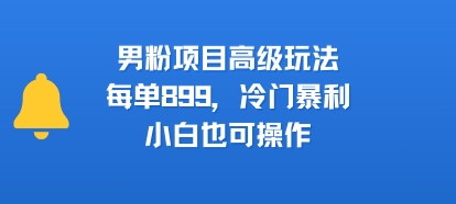 男粉项目高级玩法，每单899，冷门暴利，小白也可操作 - 副业联盟-副业联盟