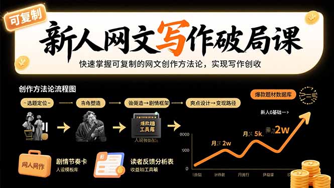 新人网文写作破局课：快速掌握可复制的网文创作方法论，实现写作创收 - 副业联盟-副业联盟