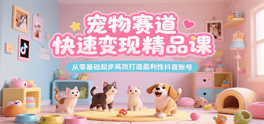 宠物赛道快速变现精品课，从零基础起步高效打造盈利性抖音账号 - 副业联盟-副业联盟