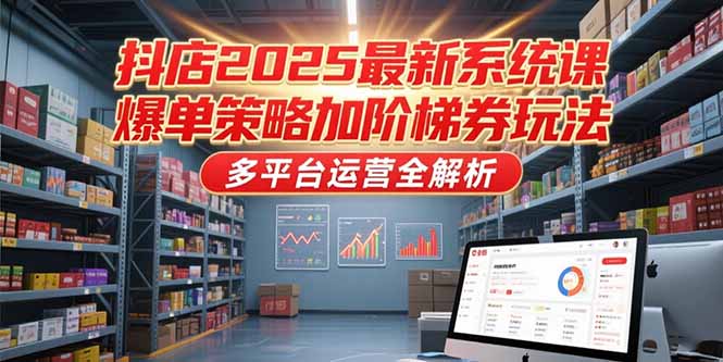 抖店2025最新系统课，爆单策略加阶梯券玩法，多平台运营全解析 - 副业联盟-副业联盟
