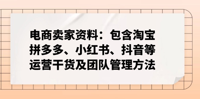 电商卖家资料：包含淘宝、拼多多、小红书、抖音等运营干货及团队管理方法 - 副业联盟-副业联盟