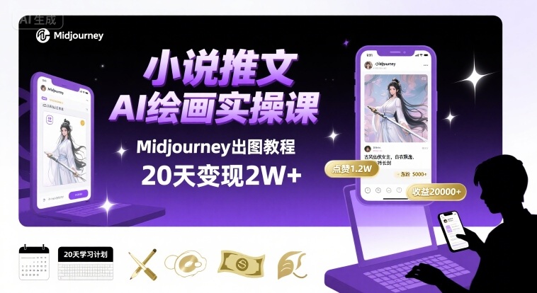 小说推文干货分享之AI绘画MJ出图实操课，用Midjourney做小说推文，20天挣2w - 副业联盟-副业联盟