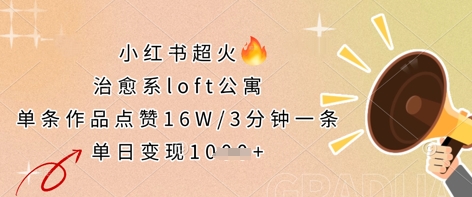 小红书超火的治愈系loft公寓，单条作品点赞16W，3分钟一条，单日变现数张 - 副业联盟-副业联盟