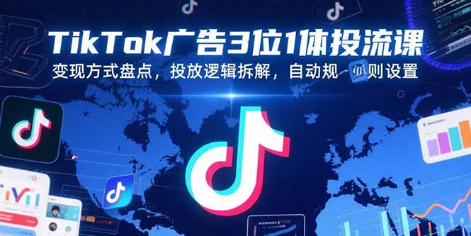 TikTok广告3位1体投流课，变现方式盘点，投放逻辑拆解，自动规则设置 - 副业联盟-副业联盟