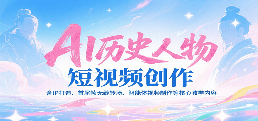 AI历史人物短视频创作，含IP打造、首尾帧无缝转场、智能体视频制作等核心教学内容 - 副业联盟-副业联盟