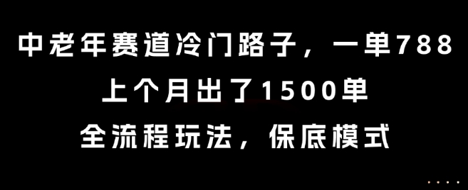 中老年赛道冷门路子，一单788，上个月出了1500单，全流程玩法，保底模式【揭秘】 - 副业联盟-副业联盟