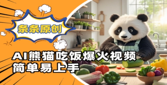 Ai熊猫吃饭爆火视频，条条原创，简单易上手 - 副业联盟-副业联盟