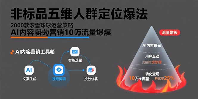 非标品五维人群定位法，2000款滚雪球运营策略，AI内容营销10万流量引爆 - 副业联盟-副业联盟