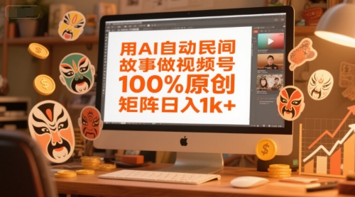 用AI自动民间故事做视频号，100%原创，矩阵日入1k+ - 副业联盟-副业联盟