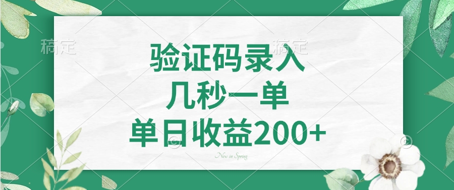 验证码录入，几秒一单，单日收益200+ - 副业联盟-副业联盟