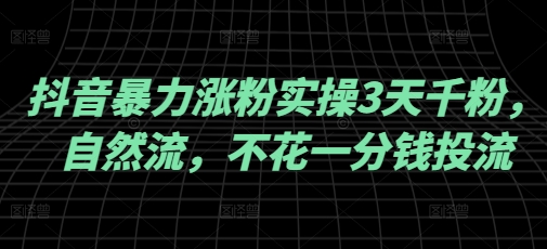 抖音暴力涨粉实操3天千粉，自然流，不花一分钱投流，实操经验分享 - 副业联盟-副业联盟