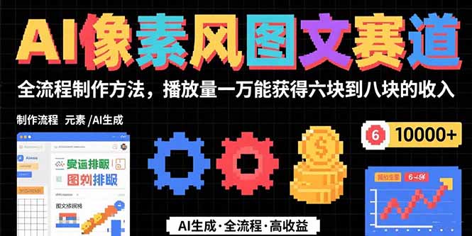 AI像素风图文赛道：全流程制作方法，播放量一万能获得6块到8块的收入 - 副业联盟-副业联盟