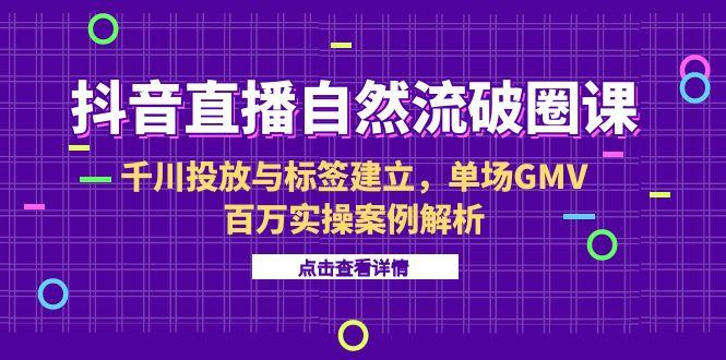 抖音直播自然流破圈课-6月，千川投放与标签建立，单场GMV百万实操案例解析 - 副业联盟-副业联盟