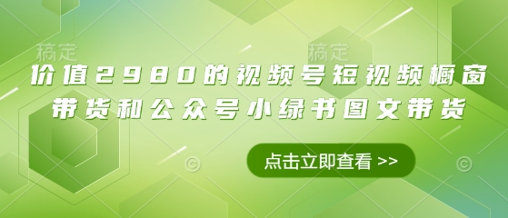 价值2980的视频号短视频橱窗带货和公众号小绿书图文带货 - 副业联盟-副业联盟