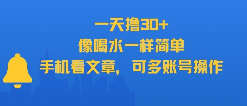 一天撸30+，像喝水一样简单，手机看文章，可多账号操作 - 副业联盟-副业联盟