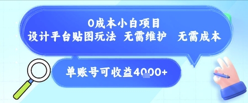 0成本小白项目，设计平台贴图玩法，无需维护，无需成本，单账号单月可产生收益4k+ - 副业联盟-副业联盟