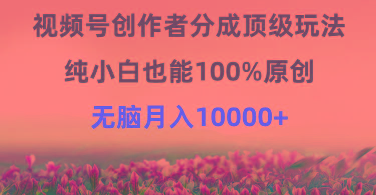 (9608期)视频号创作者分成顶级玩法，纯小白也能100%原创，无脑月入10000+ - 副业联盟-副业联盟