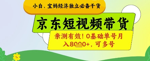小白宝妈经济独立必备干货，京东短视频带货，亲测有效!0基础单号月入8k+，可多号【揭秘】 - 副业联盟-副业联盟