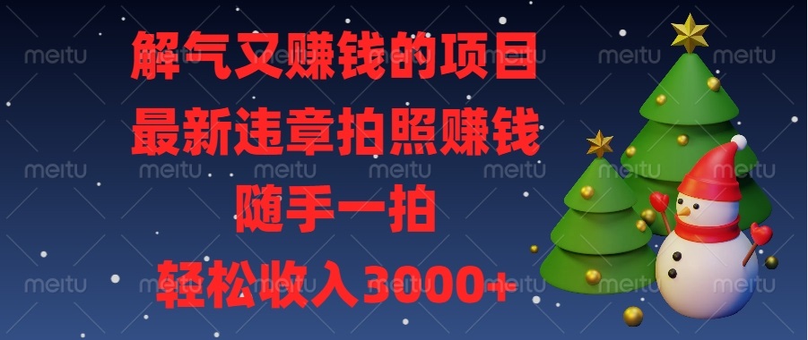 解气又赚钱的项目，最新违章拍照赚钱，随手一拍，轻松收入3000+ - 副业联盟-副业联盟