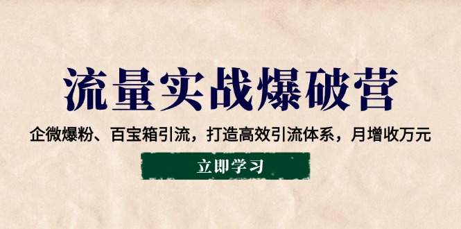 流量实战爆破营：企微爆粉、百宝箱引流，打造高效引流体系，月增收万元 - 副业联盟-副业联盟
