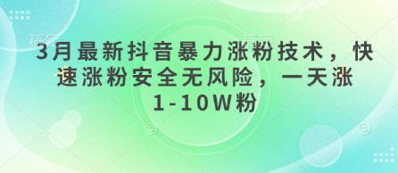 3月最新抖音暴力涨粉技术，快速涨粉安全无风险，一天涨1-10W粉 - 副业联盟-副业联盟