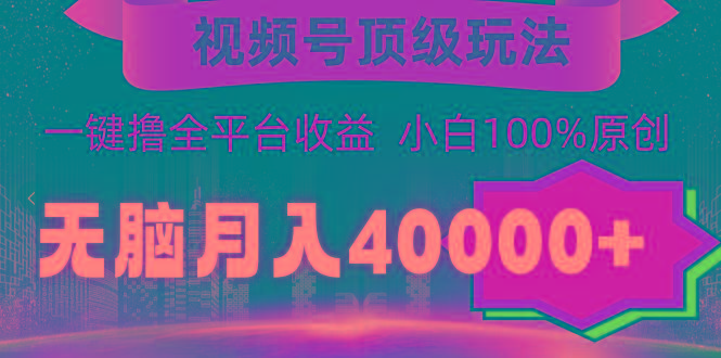 (9281期)视频号顶级玩法，无脑月入40000+，一键撸全平台收益，纯小白也能100%原创 - 副业联盟-副业联盟