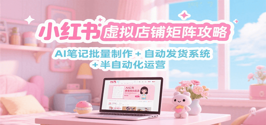 小红书虚拟店铺矩阵攻略：AI笔记批量制作 + 自动发货系统 + 半自动化运营 - 副业联盟-副业联盟