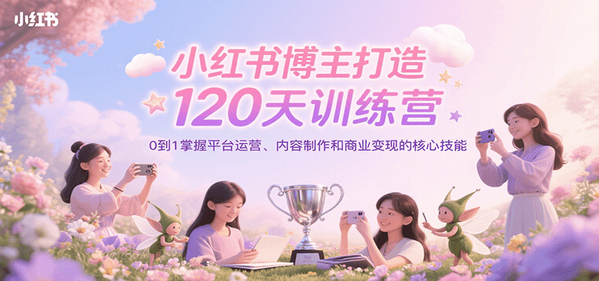 小红书博主打造120天训练营，0到1掌握平台运营、内容制作和商业变现 - 副业联盟-副业联盟
